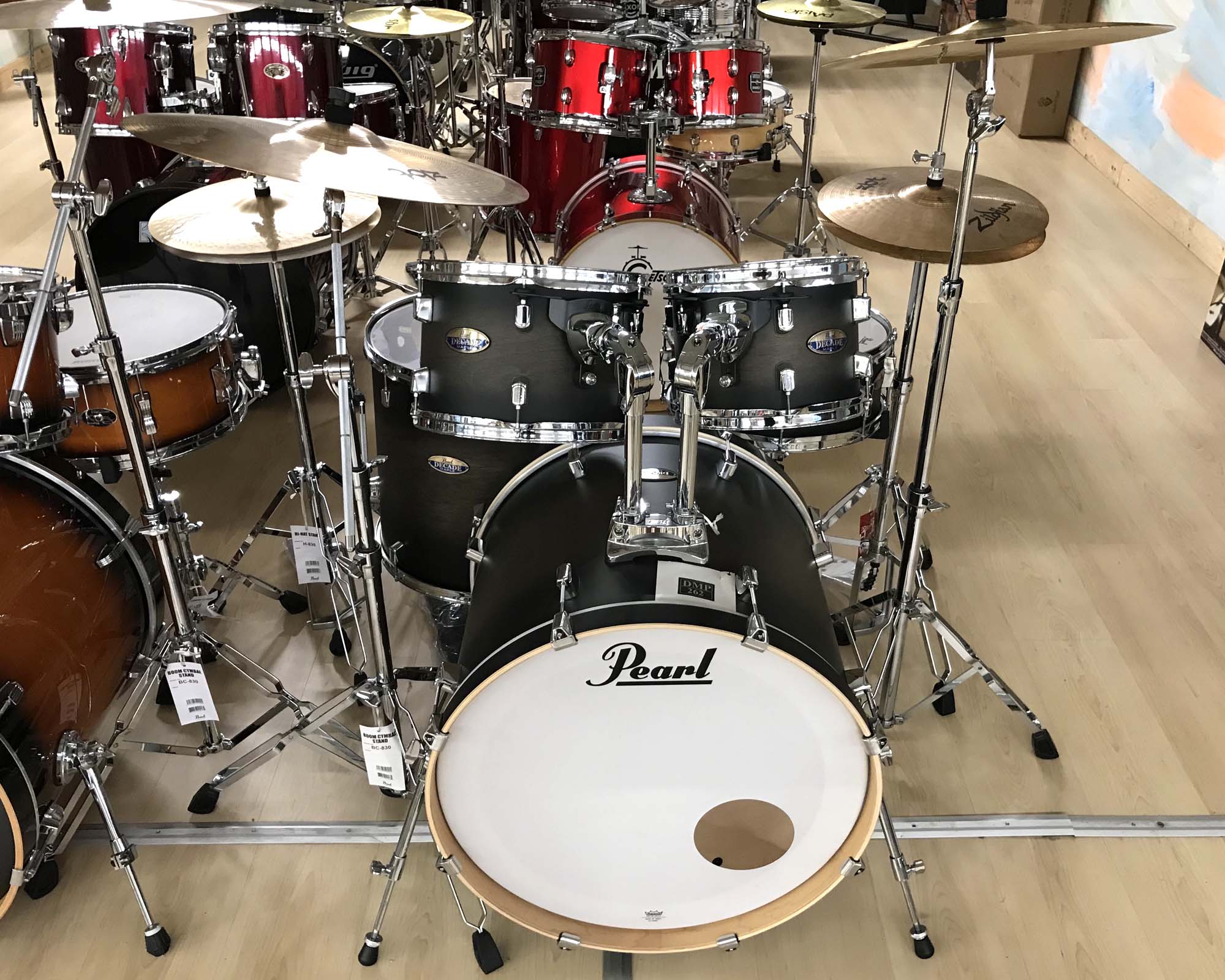 pearl decade maple Slate Black full kit frontale