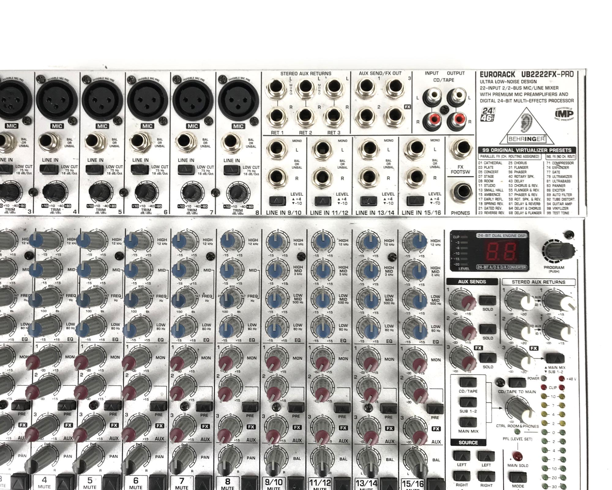 behringer ub2222fx-pro usato controlli